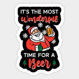 Christmas Most Wonderful Time For Santa Beer Xmas Dad Men Sticker